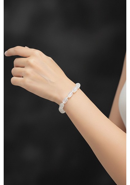 Silindir Kesim Beyaz Selenit Bileklik Makrome Ayarlı 334-5 fiyatları