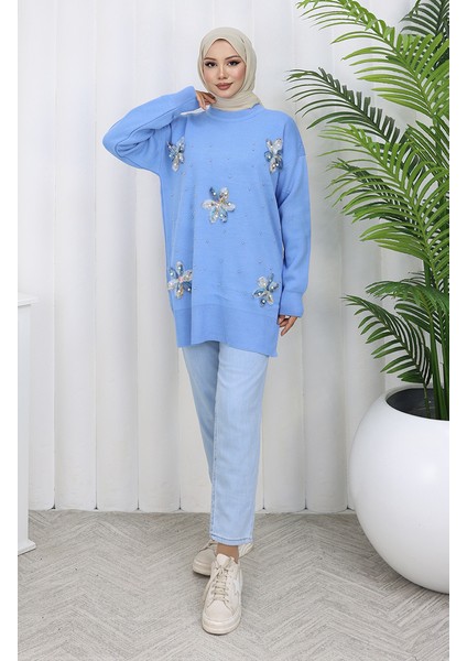 Triko Garnili Tunik 3010-10 Mavi