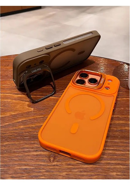 iPhone 17 Pro Max Kılıf Standlı Mat Magsafe Metal Tuşlu Kamera Lens Hediyeli Wonk Kapak fırsatları