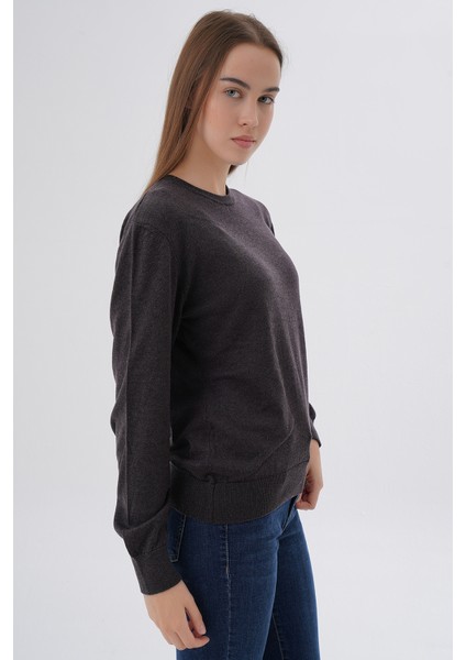 Kadın Kahve %100 Organik Pamuk Bisiklet Yaka Triko Kazak Bluz TRIST-6101 fiyatları