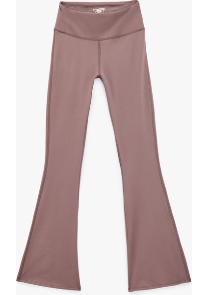 Yüksek Bel Dikiş Detaylı Ispanyol Paça Spor Tayt