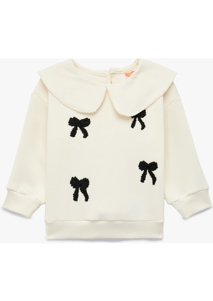 Fiyonk Detaylı Uzun Kollu Bebe Yaka Sweatshirt