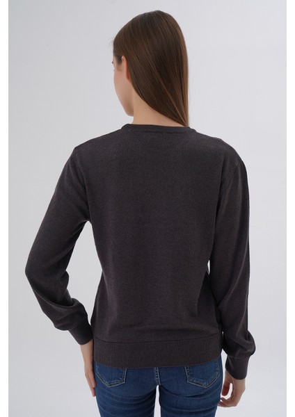 Kadın Kahve %100 Organik Pamuk Bisiklet Yaka Triko Kazak Bluz TRIST-6101 modelleri