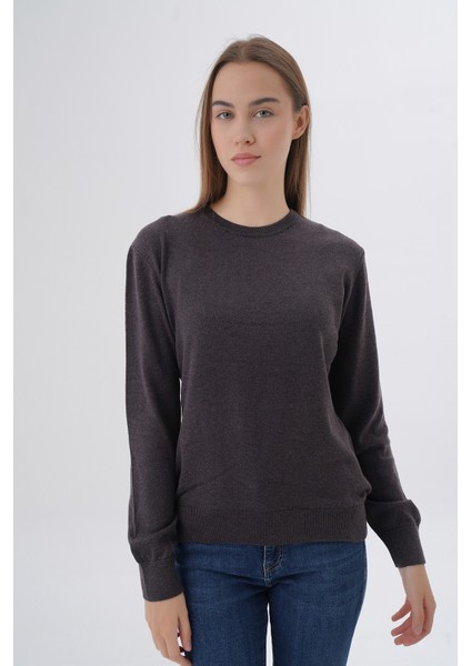 Kadın Kahve %100 Organik Pamuk Bisiklet Yaka Triko Kazak Bluz TRIST-6101 indirimleri