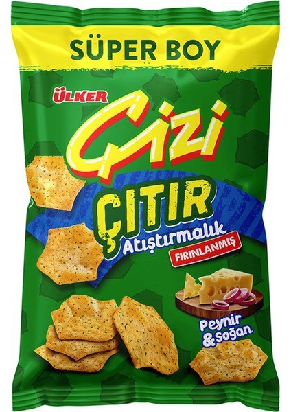 Çizi Çıtır Atıştırmalık - Peynir & Soğan Aromalı Çerez - Süper Boy - 120 Gram - 14 Adet