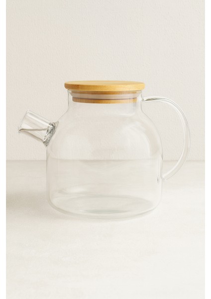 Bambu Kapaklı Isıya Dayanıklı Cam Demlik – 1200 ml Bitki Çayı ve Kahve Demliği