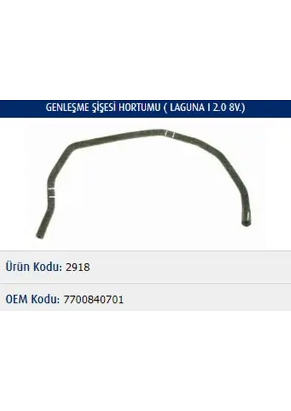 M2918 Yedek Su Deposu Hortumu 7700840701