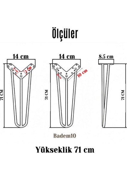 Martı Siyah Metal Sehpa Ayağı 71 cm Tekli Masa Ayağı Dayanıklı Mobilya Destek Ayağı Yükseltici Model modelleri