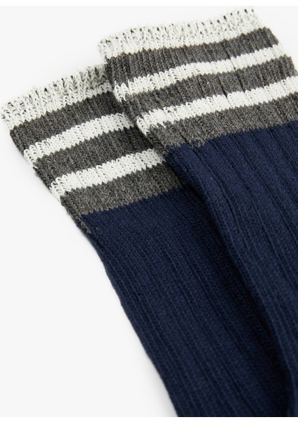 Pamuklu Çizgili Soket Çorap modelleri