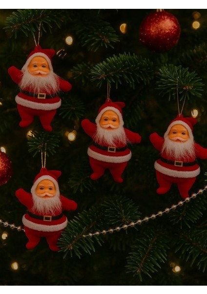 YILBAŞI SÜSÜ 12CM Neşeli Noel Babalar – 5’li Ağaç Süsü Seti-Ho Ho Ho! Noel Baba Takımı 5 Adet