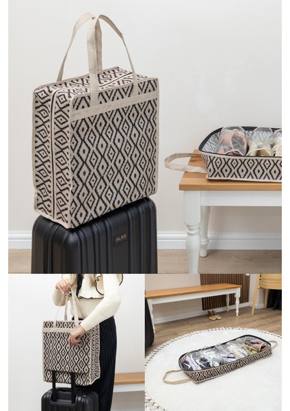 Seyahat Tipi Valiz Bavul Üstü Ayakkabı Çantası 6 Bölmeli Ayakkabı Düzenleyici Hurç