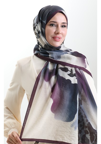 Karaca Doğal Elyaf Şal 82005-03 Mürdüm Krem