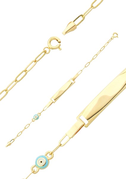 Mavi Göz Mineli Çocuk Künye Bileklik