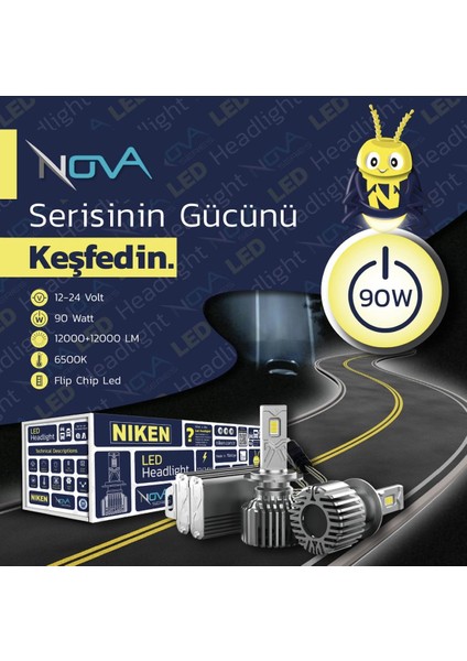 Nova Serisi 24.000 Lümen 90W H1 LED Xenon Far Ampulü fiyatları