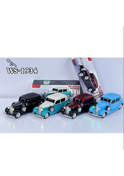 WS1934 Klasik Araba Şarjlı Bluetooth Hoparlör Ses Speaker Müzik Çalar Subwoofer Fm Radyo Sd Kart USB fırsatları