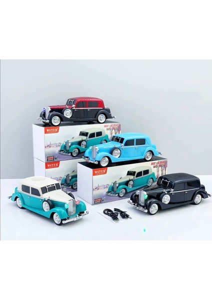 WS1934 Klasik Araba Şarjlı Bluetooth Hoparlör Ses Speaker Müzik Çalar Subwoofer Fm Radyo Sd Kart USB