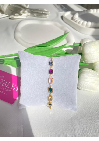 Sıralı Renkli Baget Taşlı Paslanmaz Çelik Su Yolu Kadın Bileklik fiyatları