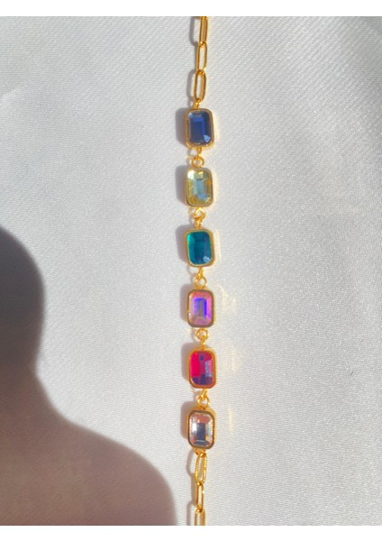 Sıralı Renkli Baget Taşlı Paslanmaz Çelik Su Yolu Kadın Bileklik fırsatları