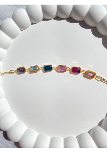 Sıralı Renkli Baget Taşlı Paslanmaz Çelik Su Yolu Kadın Bileklik indirimleri