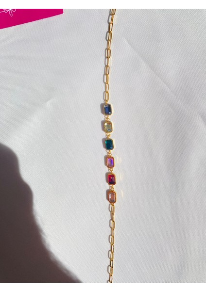 Sıralı Renkli Baget Taşlı Paslanmaz Çelik Su Yolu Kadın Bileklik