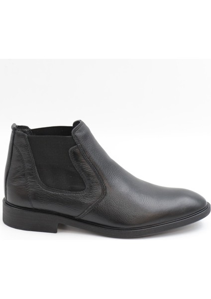 Thrtrk 908 Siyah Hakiki Deri Kauçuk Taban Erkek Bot