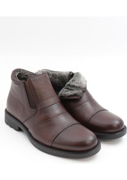 144 Kahve Hakiki Deri Kürklü Erkek Bot