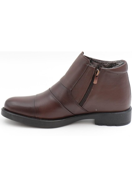 144 Kahve Hakiki Deri Kürklü Erkek Bot