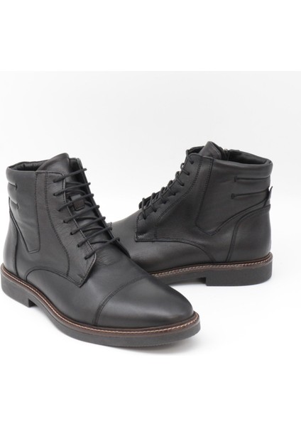 23213 Siyah Fermuarlı Kauçuk Taban Erkek Bot