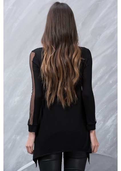 Zerotantik Tül Detay Büyük Beden Bluz Siyah modelleri