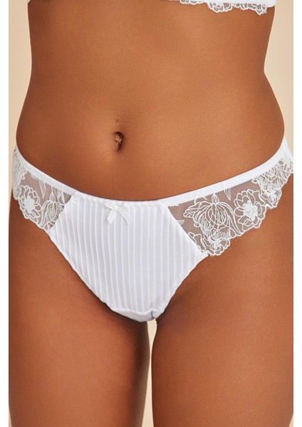 Paris Ekru Dantelli String Külot