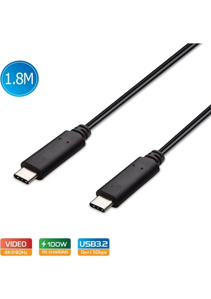 CA519 Usb-C To Usb-C USB 3.2 Gen1 5A 100W Kablo 1.8metre