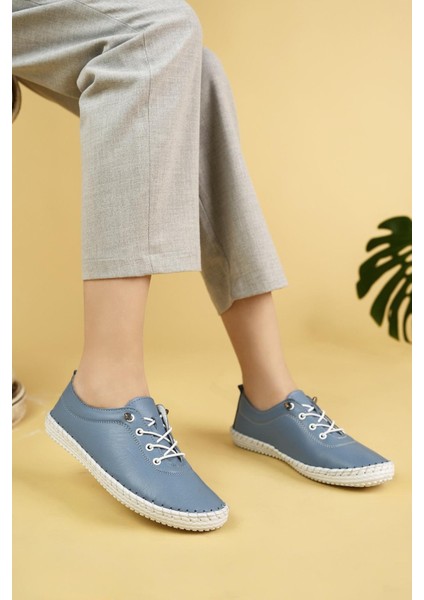 Maria 300 Mavi Hakiki Soft Deri Günlük Kadın Ayakkabı indirimleri