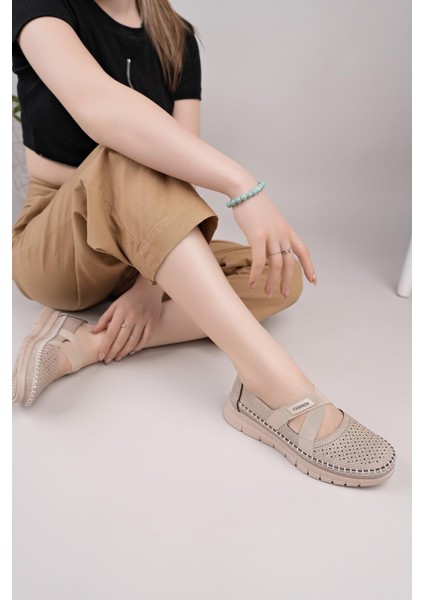 Nesil Shoes Ayzen 772 Vizon Delikli Anatomik Kadın Ayakkabı