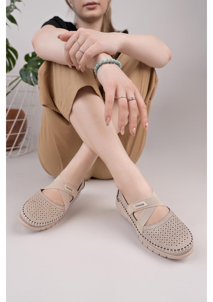 Nesil Shoes Ayzen 772 Vizon Delikli Anatomik Kadın Ayakkabı