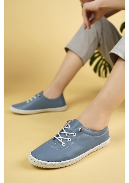 Maria 300 Mavi Hakiki Soft Deri Günlük Kadın Ayakkabı
