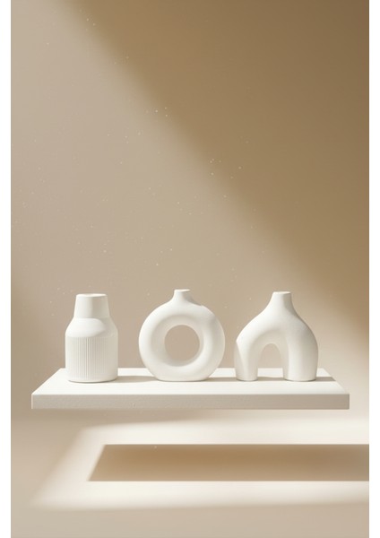 Modern Bohem Tarz Beton Biblo 3’lü Set – Dekoratif Minimal Set fiyatları