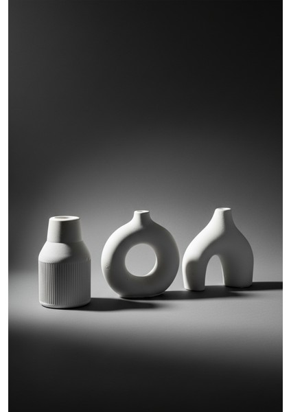 Modern Bohem Tarz Beton Biblo 3’lü Set – Dekoratif Minimal Set modelleri