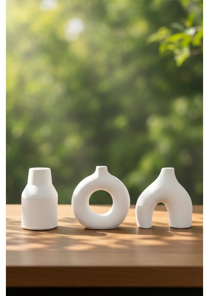 Modern Bohem Tarz Beton Biblo 3’lü Set – Dekoratif Minimal Set indirimleri