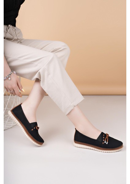 Nesil Shoes Selena 348 Siyah Taba Günlük Kadın Ayakkabı