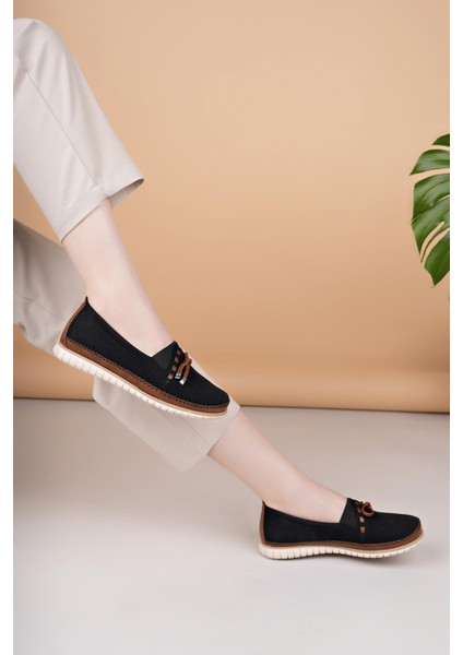 Nesil Shoes Selena 348 Siyah Taba Günlük Kadın Ayakkabı