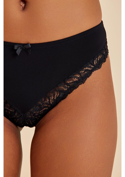 Luna Siyah Dantelli Slip Külot