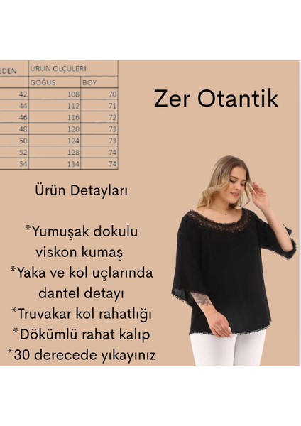 Zerotantik Dantel Yakalı Büyük Beden Bluz Siyah fiyatları