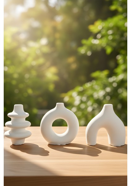 Modern Bohem Beton Vazo 3’lü Set – Dekoratif Minimal Set indirimleri