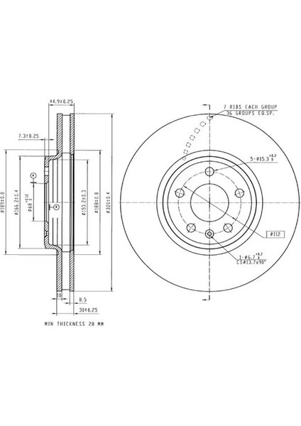 50660 Fren Diski On 8K0615301A (2 Adet Fiyatıdır)