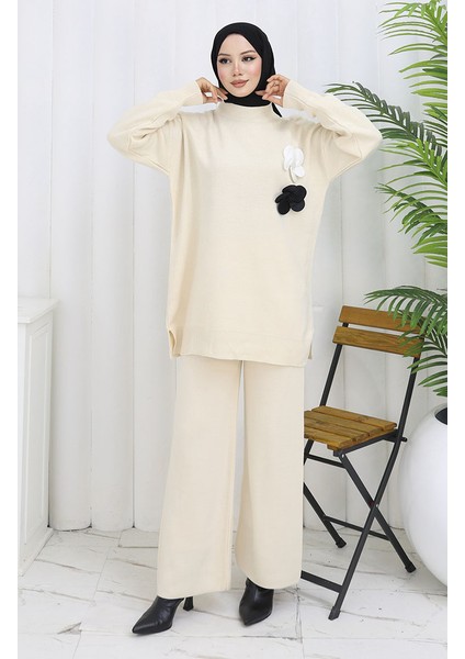 Triko Balıkçı Yaka Tunik Pantolon Ikili Takım 1015-04 Bej fiyatları