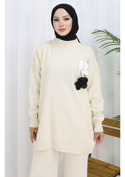 Triko Balıkçı Yaka Tunik Pantolon Ikili Takım 1015-04 Bej fırsatları