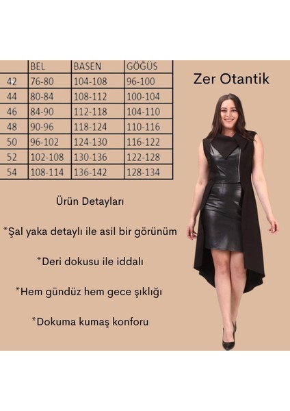 Zerotantik Deri Detaylı Büyük Beden Yelek Siyah fiyatları