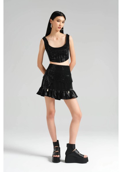 Tw3 Kadın Özel Tasarım Taşlı Mini Etek fiyatları