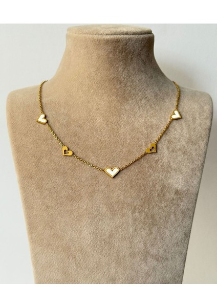 Çok Kalpli Çelik Zincir Kolye