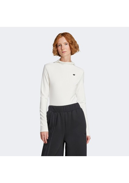 P Essential Hooded Ls Kadın Beyaz Sweatshirt.-